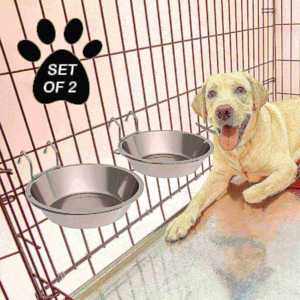 Pet Adobe Set of 2 Stainless Steel Hanging Pet Bowls for Food and Water, Dogs / Cats 48-Fl Oz 975685JCY - main